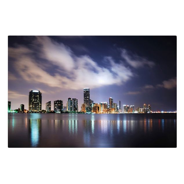 Tableau toile ville Miami la nuit