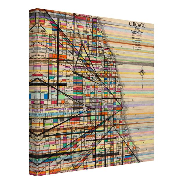 Tableau toile mappemonde Carte moderne de Chicago