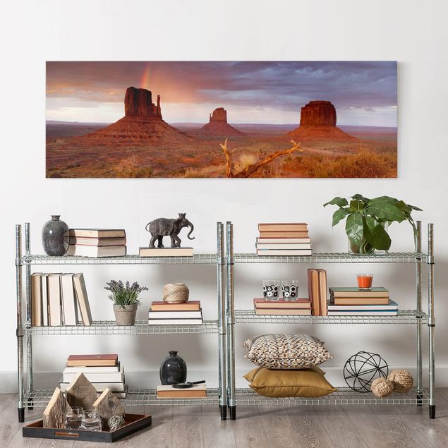 Tableaux sur toile avec désert Monument Valley au coucher du soleil