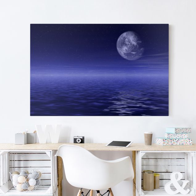Tableau paysages Lune et océan