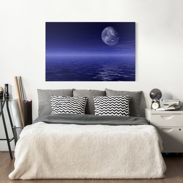 Tableau bord de mer Lune et océan