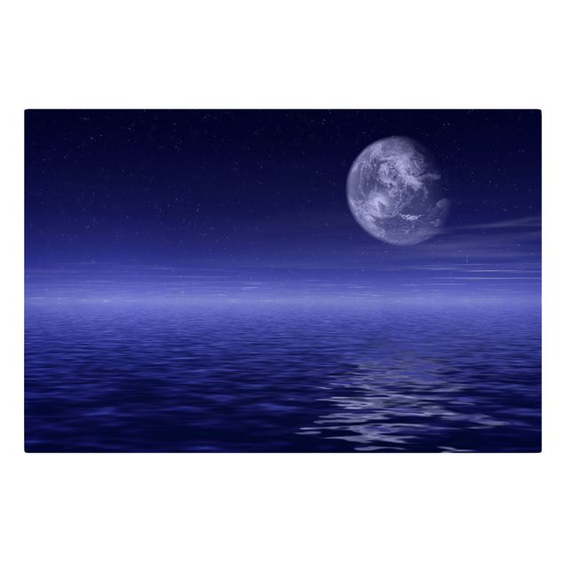 Toile paysage mer Lune et océan