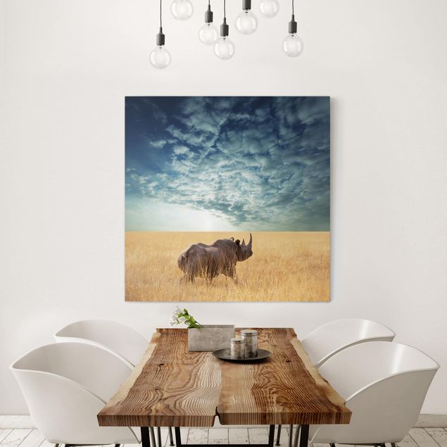 Tableaux paysage Rhinocéros dans la savane