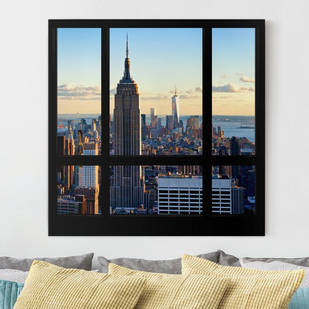 Cadre New York Fenêtre de New York Vue de l'Empire State Building
