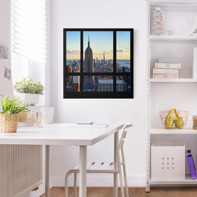 Tableau de New York sur toile Fenêtre de New York Vue de l'Empire State Building