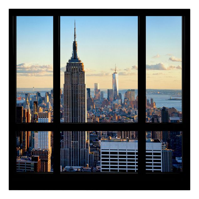 Tableau de ville Fenêtre de New York Vue de l'Empire State Building