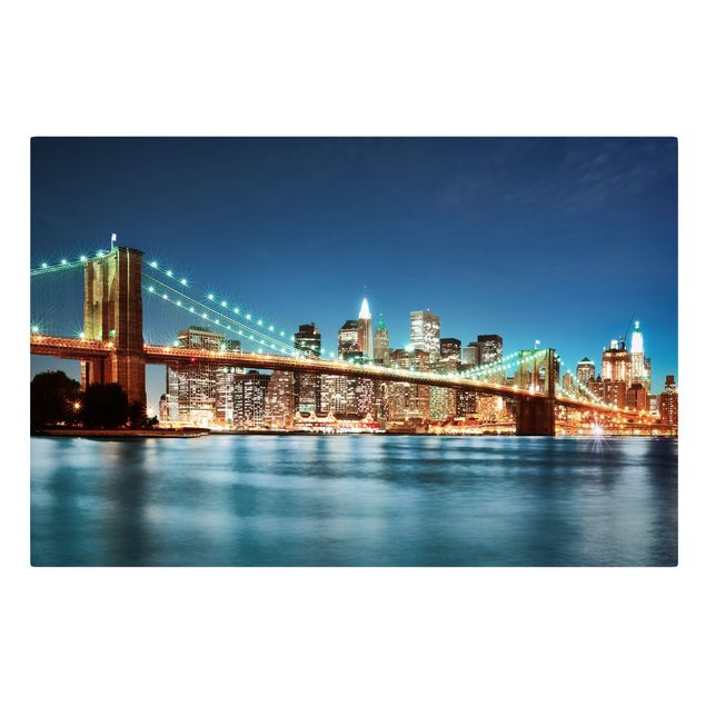 Tableau 3d Pont de Manhattan la nuit