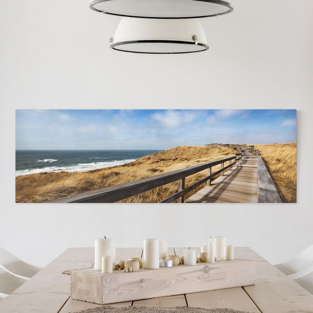 Tableaux sur toile avec dunes Promenade à la mer du Nord