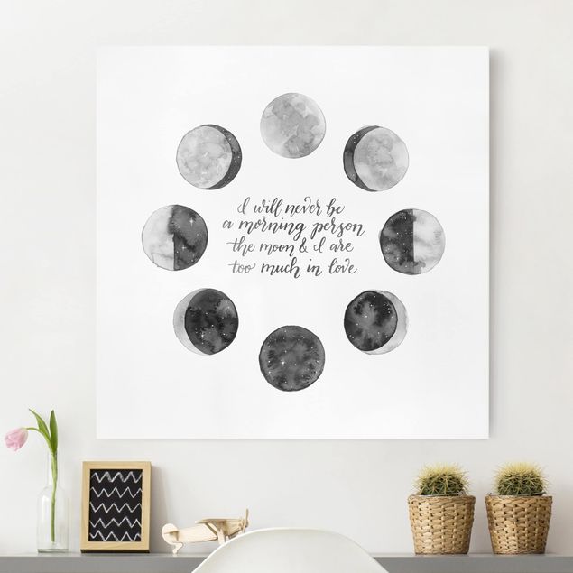 Tableaux sur toile en noir et blanc Ode à la lune - Amour
