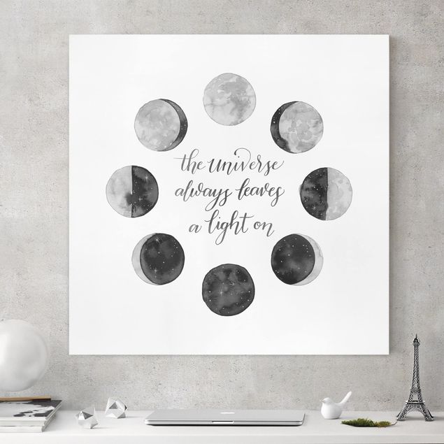 Tableaux sur toile en noir et blanc Ode à la lune - Univers