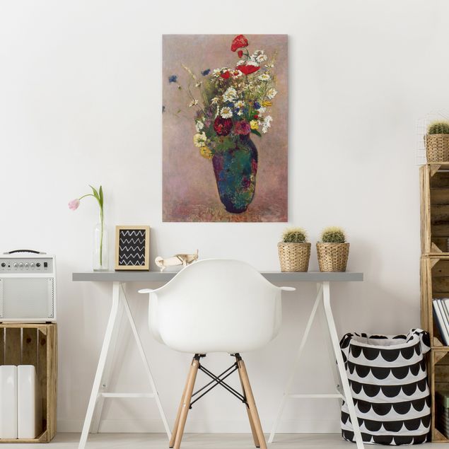Tableau artistique Odilon Redon - Vase à fleurs avec des coquelicots