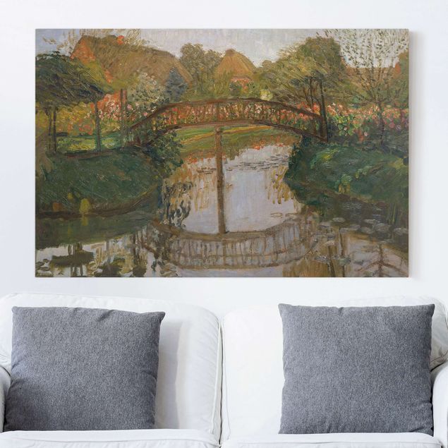 Tableau paysages Otto Modersohn - Jardin de ferme avec pont