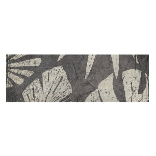 Tableau gris Feuilles de palmier sur fond gris foncé