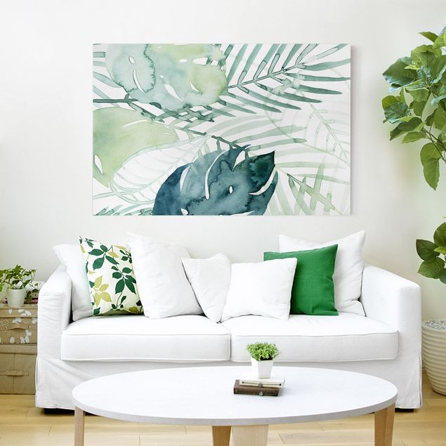tableaux floraux Feuilles de palmier à l'aquarelle I