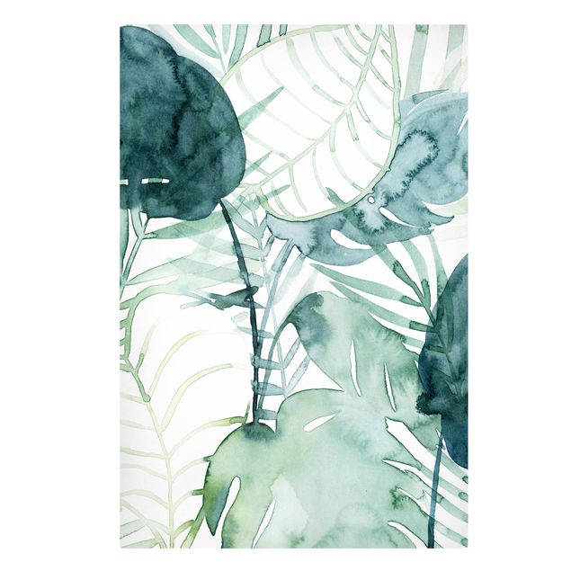 Tableau couleur vert Feuilles de palmier à l'eau II