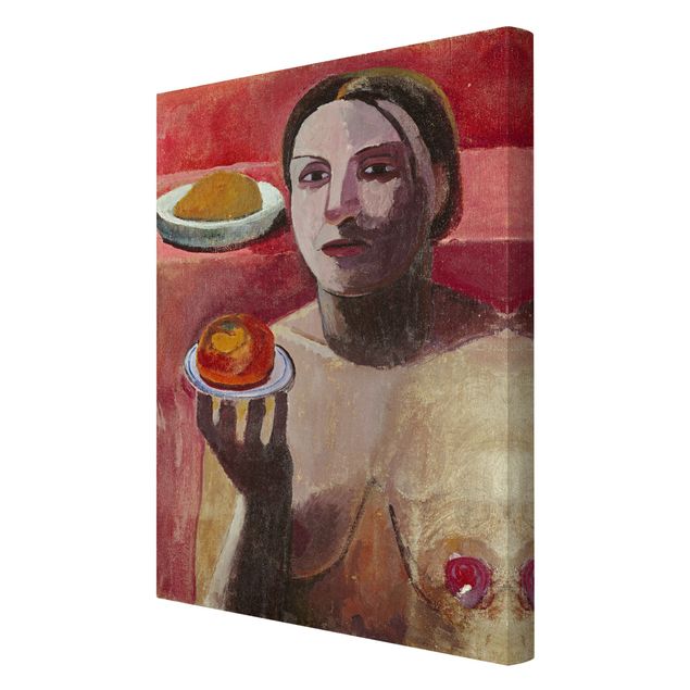 Reproduction tableau impression sur toile Paula Modersohn-Becker - Femme italienne semi-nue avec assiette