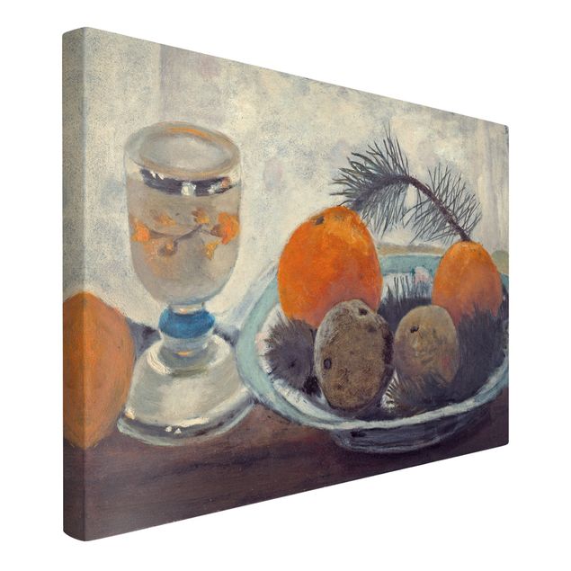 Tableaux moderne Paula Modersohn-Becker - Nature morte avec une tasse en verre dépoli, des pommes et une branche de pin