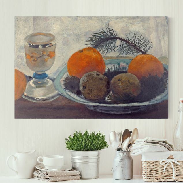 Déco mur cuisine Paula Modersohn-Becker - Nature morte avec une tasse en verre dépoli, des pommes et une branche de pin