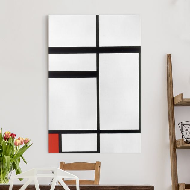 Décorations cuisine Piet Mondrian - Composition avec rouge, noir et blanc