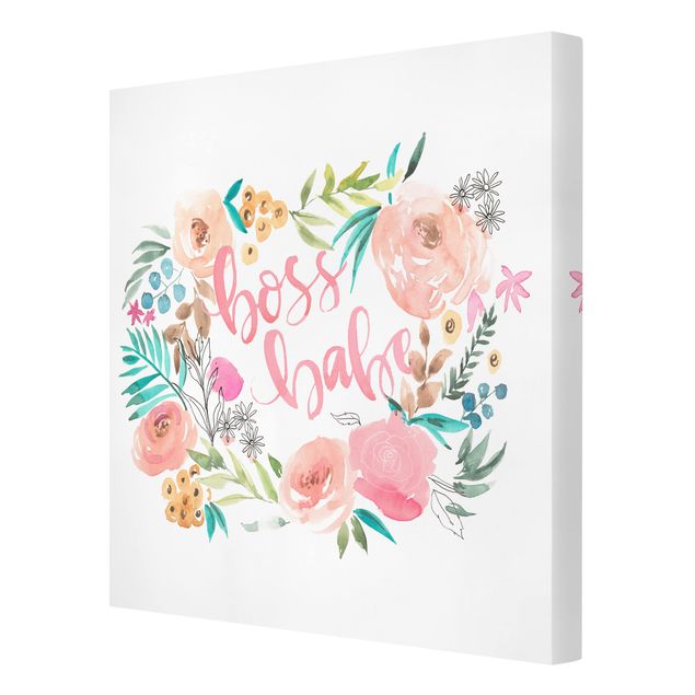 Impressions sur toile Pink Flowers - Boss Babe