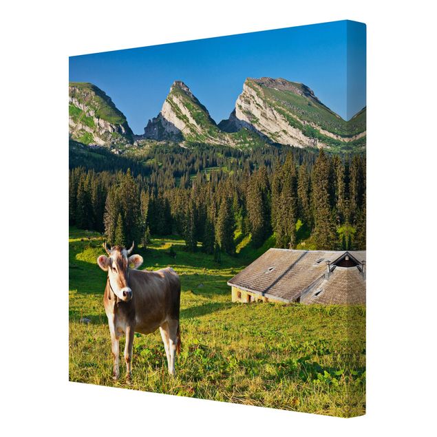 Tableaux Suisse Prairie alpine suisse avec vache