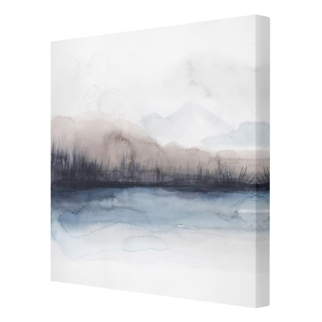 Tableau toile abstrait Bord de Lac avec Montagnes II