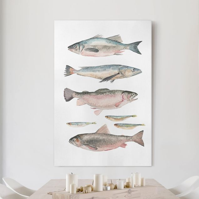 Tableaux poissons Sept poissons à l'aquarelle I