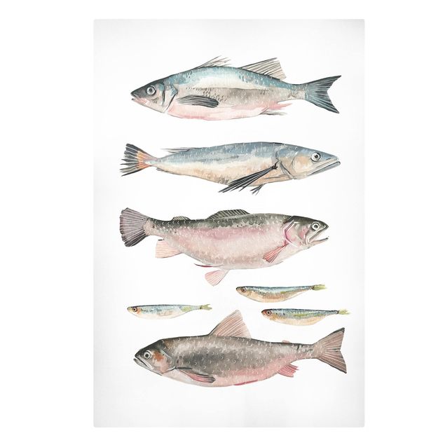 Tableaux animaux Sept poissons à l'aquarelle I