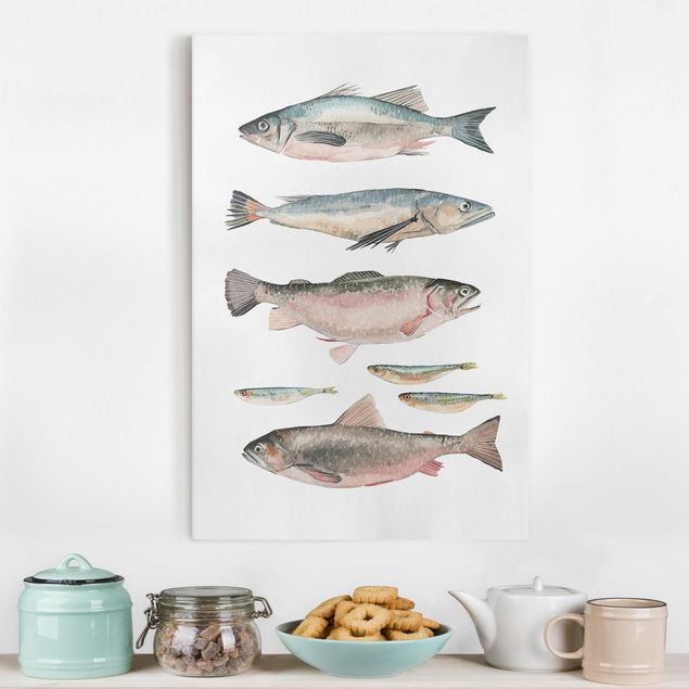 Décorations cuisine Sept poissons à l'aquarelle I