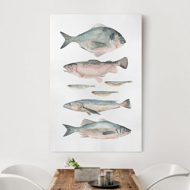 Décorations cuisine Sept poissons à l'aquarelle II
