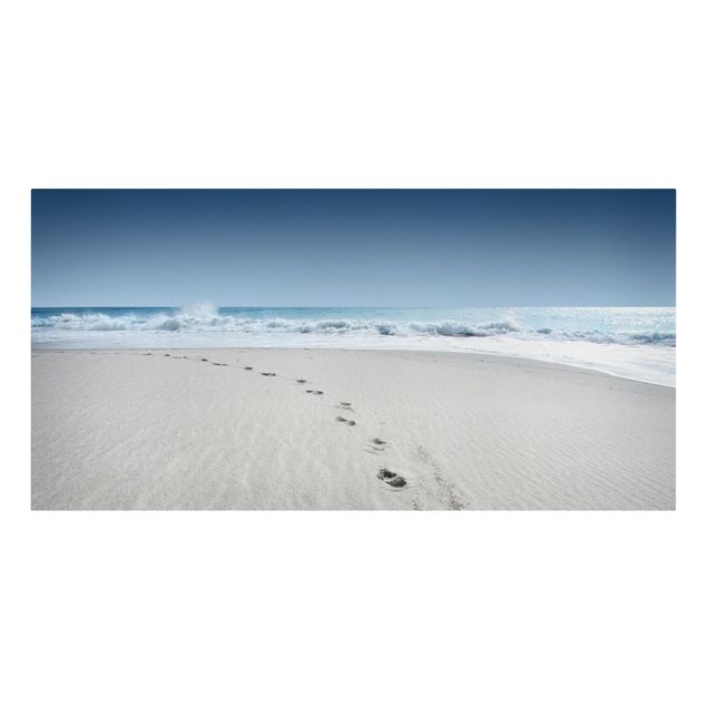 Toile paysage mer Traces dans le sable