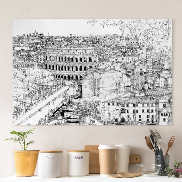 Tableau toile italie Étude de la ville - Rome
