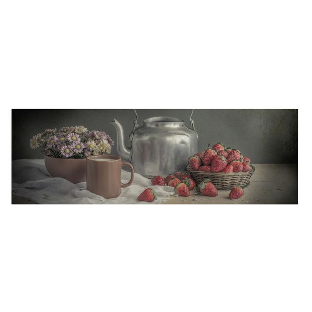 Tableaux gris Nature morte avec des fraises