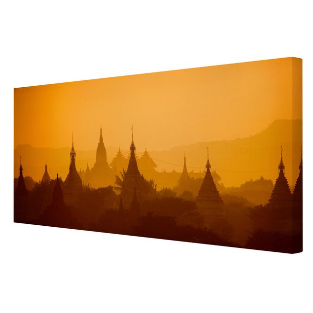 Tableau orange Cité des temples au Myanmar