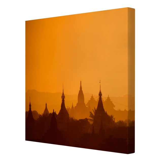 Tableau orange Cité des temples au Myanmar