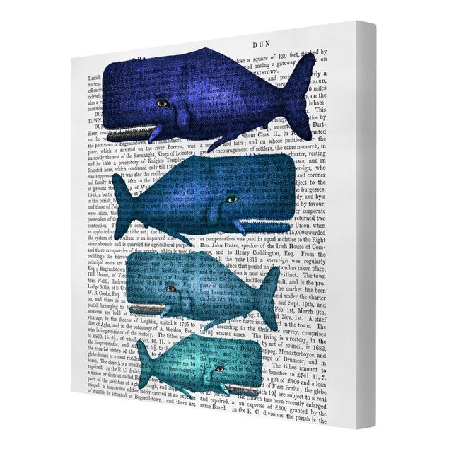Tableaux muraux Lecture des animaux - Famille de baleines
