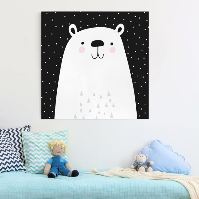Tableaux sur toile en noir et blanc Zoo à motifs - Ours polaire