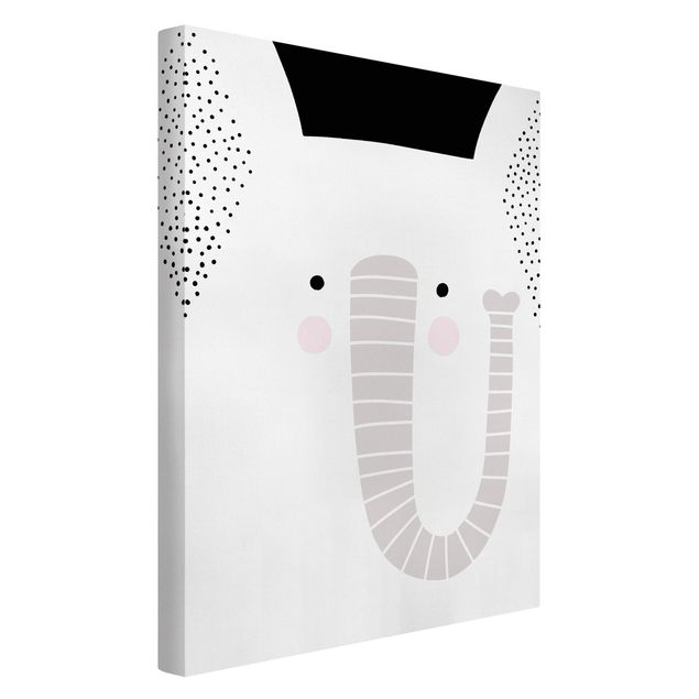 Tableaux sur toile en noir et blanc Zoo à motifs - Éléphant