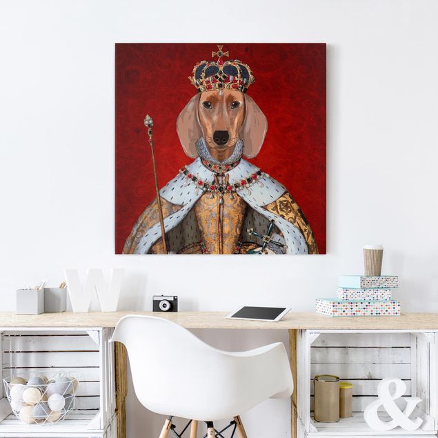 Tableau toile chien Portrait d'animal - Reine Teckel