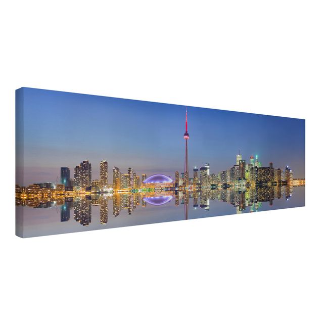 Tableau toile ville Silhouette urbaine de la ville de Toronto devant le lac Ontario