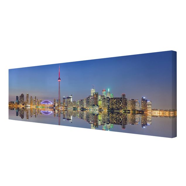 Tableau décoration Silhouette urbaine de la ville de Toronto devant le lac Ontario
