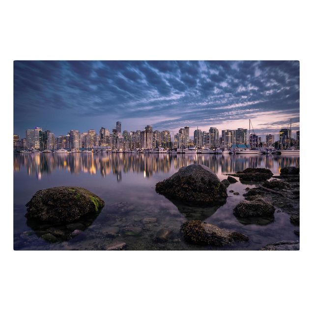 Tableau toile ville Vancouver au coucher du soleil