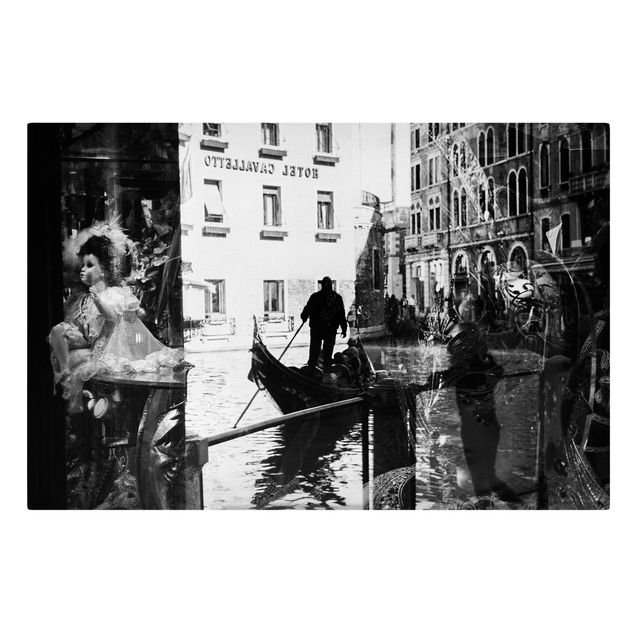 Tableaux sur toile en noir et blanc Réflexions de Venise