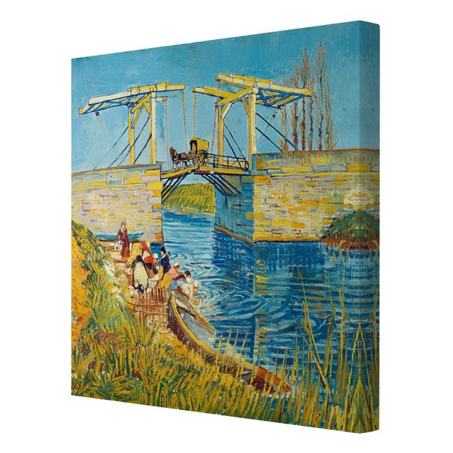 Toile chevaux Vincent van Gogh - Le pont-levis d'Arles avec un groupe de lavandières