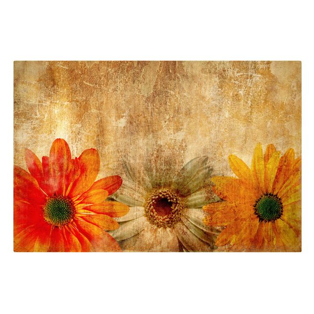 Tableau orange Vintage Flower mix