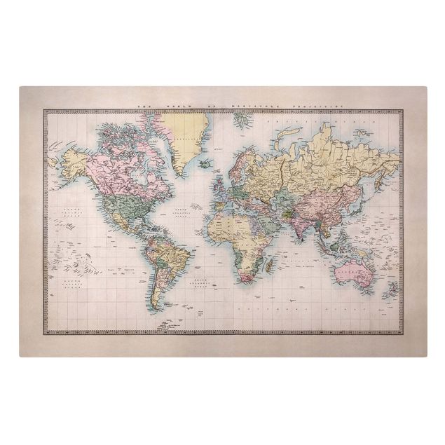 Tableaux muraux Tableau Vintage du monde vers 1850