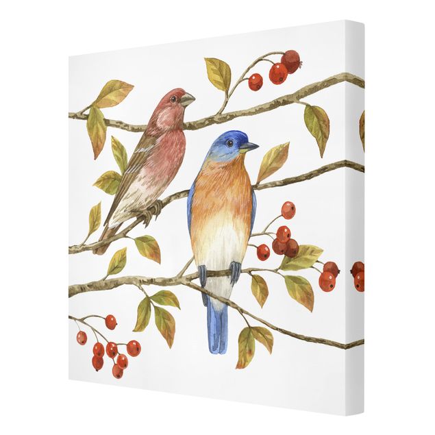 Tableau décoration Oiseaux et baies - Oiseau bleu