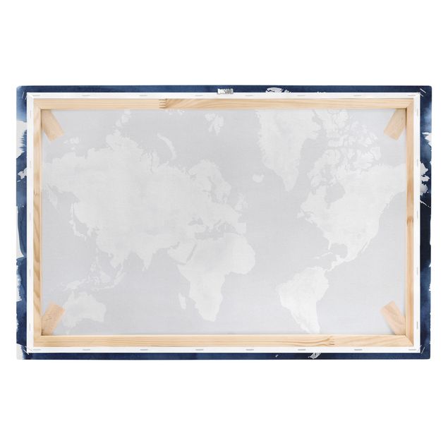 Tableaux toile Carte du monde de l'eau foncé