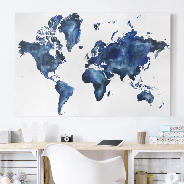 Déco mur cuisine Carte du monde de l'eau claire