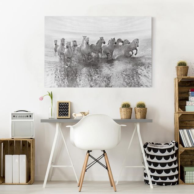Tableaux chevaux White Horses In The Ocean